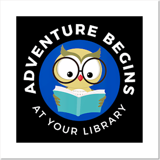 Adventure Begins Here Summer Reading 2024- Owl reading Posters and Art